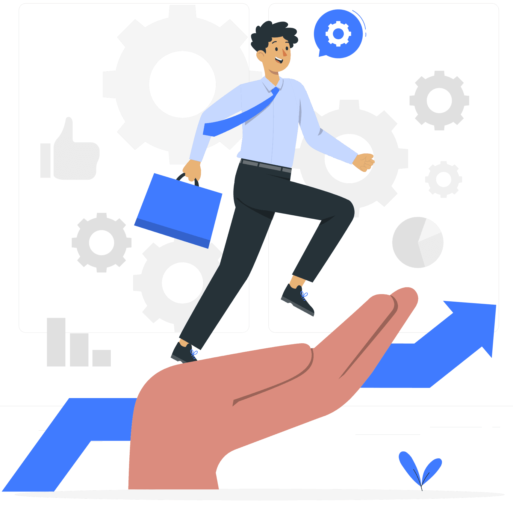 Ilustración de apoyo empresarial y servicio técnico GlobalTI®