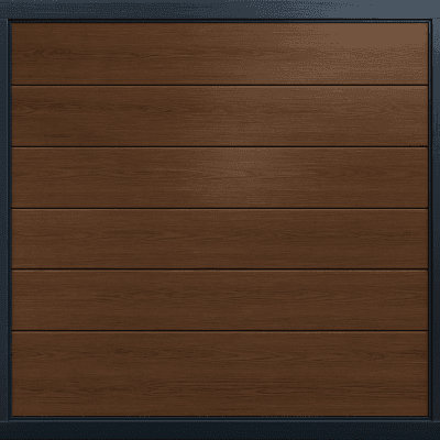 Puerta de Garage de Alta Calidad / Linea Central / Imitacion madera / oscura / 16x9 pies / AISLADA / Estilo Americana.