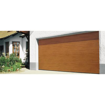 Puerta de Garage D/ Alta calidad / 18x8 pies / AISLADA / Estilo Americana / Imitacion Madera / Golden Oak / Linea Central .