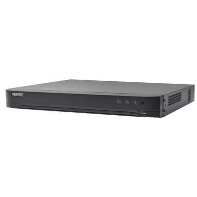 DVR 4 Megapixel / 16 Canales TURBOHD + 8 Canales IP / 2 Bahías de Disco Duro / 1 Canal de Audio / Vídeoanálisis