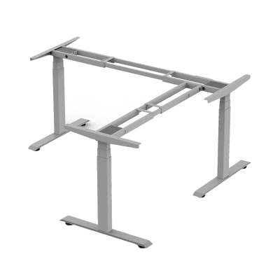 Base de Escritorio Motorizado Profesional Tipo L (3 Columnas) / Altura Ajustable 60-125cm / Estructura Estable / Funcionamiento Suave / 4 Preset de Posiciones / Color Gris / Soporta hasta 150Kg de carga