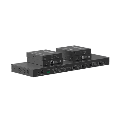 MATRICIAL Y EXTENSOR DE VIDEO HDMI 4 x 4 / 4 Entradas HDMI / 4 Salidas HDMI Loop / 4 Salidas RJ45 para Extender la señal 70 metros por salida  /4K / Conmutación por RS232, Control Remoto o Ethernet.