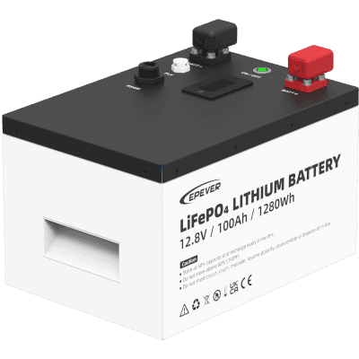 Batería de Litio LiFePO4 12.8Vcc, 100Ah, 1.28KwH, Pantalla LCD para Monitoreo Local, Carcasa Metálica