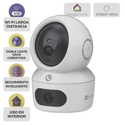 Cámara PT / Doble Lente (4 MP + 4MP) / 4 Megapíxel / Wi-Fi / IA Detección Humana / Visión Nocturna a Color / Audio Bidireccional / Doble Banda 2.4 / 5GHz / WiFi 6 / Uso en Interior / Vision Nocturna Inteligente (Color 27/4)
