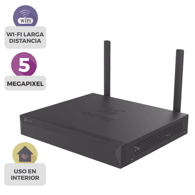 NVR Inalámbrico (WiFi) de 8 Canales IP / Admite Cámaras hasta 5 Megapixel (3K) / Salidas HDMI y VGA  / H.265 / Almacenamiento Expandible hasta 8 TB