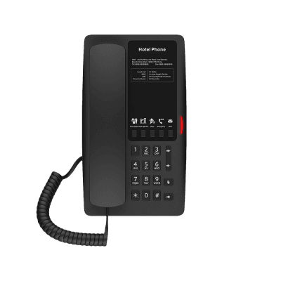 Teléfono IP Hotelero Wi-Fi 6 / 2 Líneas SIP / Doble Banda 2.4/5 GHz / 5 Teclas Programables / Puerto USB-A / PoE 802.3af / Diseño Negro