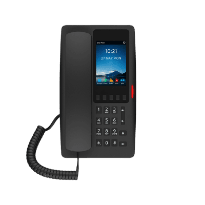 Teléfono IP Hotelero Wi-Fi 6 / Pantalla IPS 3.5" 320x480 / 2 Líneas SIP / 5 Teclas Programables / Puerto USB-A / PoE 802.3af / Audio HD / Diseño Negro
