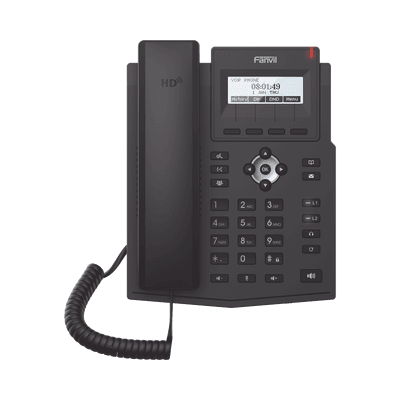 Teléfono IP / 2 Líneas SIP / Pantalla LCD 128x48 / Audio HD G.722 y Opus / Conferencia 3 Vías / PoE 802.3af / OpenVPN / Soporte EHS