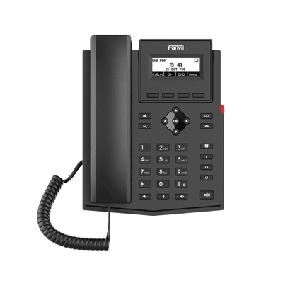 Teléfono IP / 2 Líneas SIP / Pantalla LCD 2.3" 132x64 / Audio HD G.722 y Opus / Conferencia 6 Vías / PoE 802.3af / Puertos Ethernet Duales 10/100 / Soporte EHS