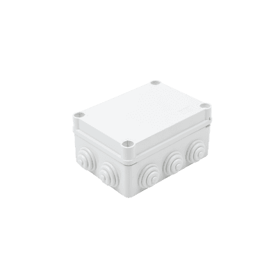 Caja Estanca de PVC Para Derivación y Conexión, 10 Entradas, Tapa con Tornillo de 1/4" de Vuelta, 150x110x70 mm (Área interna), Uso Exterior IP55, Material que no Propaga el Fuego y Libre de Hálogenos