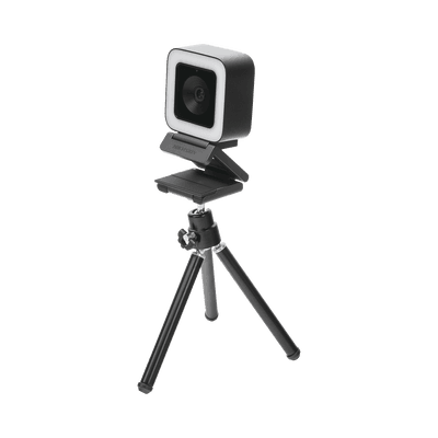Cámara Web ALTA DEFINICIÓN (1080p) / Aro de Luz Interconstruido / Gran Angular / Micrófono Integrado / Conector USB de 2 mts / Fácil de Instalar / Reducción de Ruido Inteligente