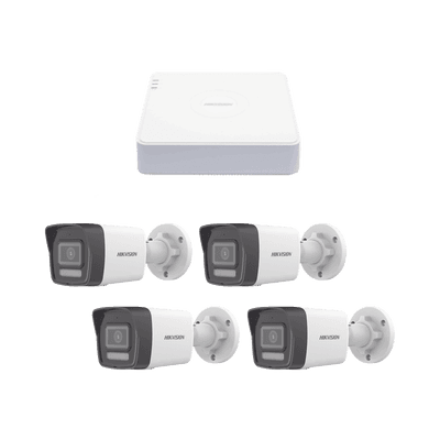 Kit IP 1080p (2 Megapixel) / NVR de 4 Canales con 4 Puertos PoE / 4 Cámaras IP Bala ColorVu Lite y Motion Detection 2.0 / Micrófono Integrado