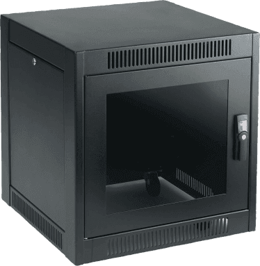 Gabinete SOHO para Oficinas Pequeñas y Home Office, 700 x 600 x 900 mm, Acero Negro, 11U, Ruedas, Sistema de Enfriamiento Pasivo, Puertas con Cerradura, Paneles Laterales Extraíbles