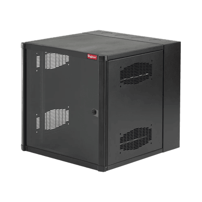 Gabinete AccessPlus de 12 UR Montaje en Pared de 19in, Rieles Numerados y Roscados #10-32, Puerta con Ventana de Seguridad, 600 mm de Ancho, 637 mm de Profundidad, Color Negro