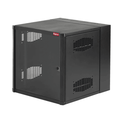 Gabinete AccessPlus de 19 UR Montaje en Pared de 19in, Rieles Numerados y Roscados #10-32, Puerta con Ventana de Seguridad, 600 mm de Ancho, 637 mm de Profundidad, Color Negro
