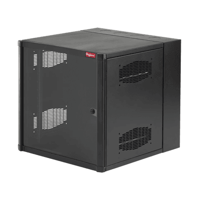 Gabinete AccessPlus de 19 UR Montaje en Pared de 19in, Rieles Numerados y Roscados #10-32, Puerta con Ventana de Seguridad, 600 mm de Ancho, 762 mm de Profundidad, Color Negro