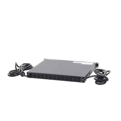 PDU Monitoreable de Transferencia Automática ATS (Fuente Redundante), Con 10 Salidas 5-15R,   Enchufes de Entrada L5-20P, Instalación Horizontal de 19in, 1UR, 20 Amp, 120 Vca