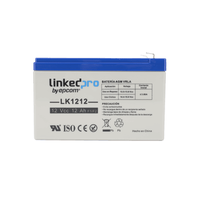 Batería de respaldo 12 V |  12 Ah |  AGM | Especial para Seguridad Electrónica | UPS | Sistemas de Emergencia | Vida útil 5 años | Terminales F1  + Adaptador F2