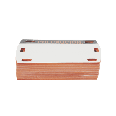 Etiqueta Autolaminada para Identificación de Fibra Óptica Paquete de 25 Piezas, Para Uso Interior/Exterior, Dimensiones de 90 x 50 mm (3.54 x 1.97 Pulgadas), Color Negro con Naranja