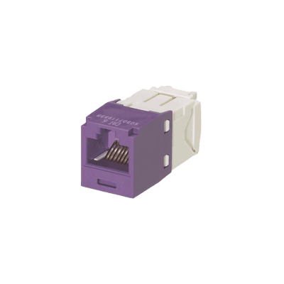 Conector Jack RJ45 Estilo TG, Mini-Com, Categoría 6, de 8 Posiciones y 8 Cables, Color Violeta