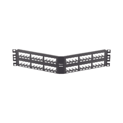 Panel de Parcheo Modular Mini-Com (Sin Conectores), Angulado, Totalmente Blindado, de 48 Puertos, 2UR