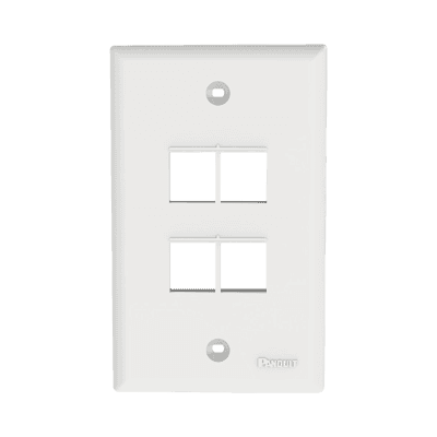 Placa de Pared Vertical, Salida Para 4 Puertos Keystone, Color Blanco