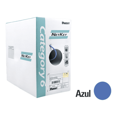 Bobina de Cable UTP 305 Metros (1000 Pies) de Cobre, NetKey, Azul, Categoría 6 (24 AWG), 1000Mbps, Riser (CMR), de 4 Pares