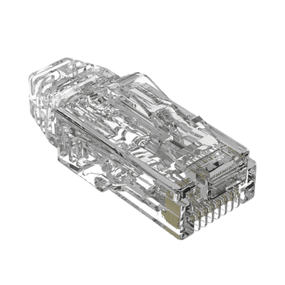 Plug RJ45 Cat6/6A, Para Cable UTP de Calibre 28 AWG (Diámetro Reducido), Chapado en Oro de 50 Micras, Paquete de 100 Piezas