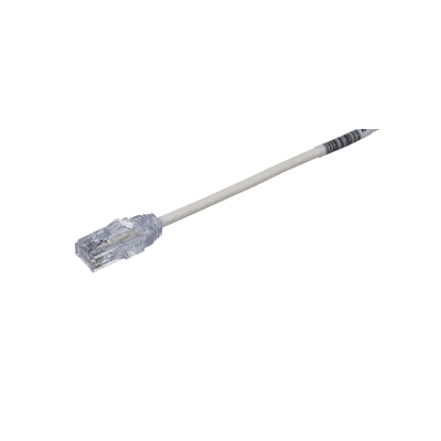 Cable de Parcheo TX6, UTP Cat6, Diámetro Reducido (28AWG), Color Blanco Mate, 3.35 Metros (11 Pies)