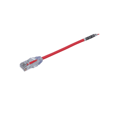 Cable de Parcheo TX6, UTP Cat6, Diámetro Reducido (28AWG), Color Rojo, 7.62 Metros (25 Pies)