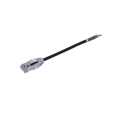 Cable de Parcheo UTP Cat6A, CM/LSZH, Diámetro Reducido (28AWG), Color Negro, 0.30 Metros (1 Pie)