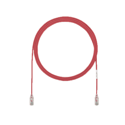 Cable de Parcheo UTP Cat6A, CM/LSZH, Diámetro Reducido (28AWG), Color Rojo, 1.52 Metros (5 Pies)