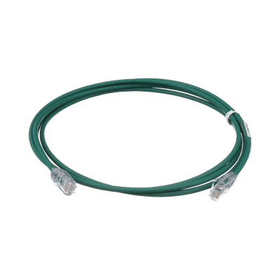 Cable de Parcheo UTP Cat6A, CM/LSZH, Diámetro Reducido (28AWG), Color Verde, 2.13 Metros (7 Pies)