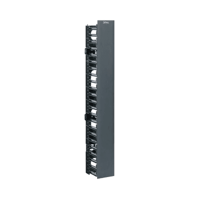 Organizador Vertical NetRunner, Sencillo (Solo Frontal), Para Rack Abierto de 45 Unidades, 4.9in de Ancho, Color Negro