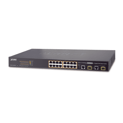 Switch Administrable L2 de 16 Puertos PoE+ y 2 Puertos Compartidos Gigabit TP/SFP