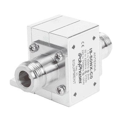 Protector Coaxial RF / 1.5-700 MHz / 50 Ω / Conectores N Hembra / Ceja Lateral / 2 kW