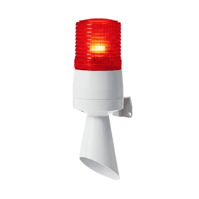 Luz LED con patrones de destello fijo y destellante con buzzer incorporado de alto volumen Máx. 95 dB color Rojo 24 VCD