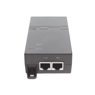 Inyector PoE estándar 30 watts, Compatible Multi-marcas, Detección Inteligente Anti Accidentes (802.3at / Gigabit)