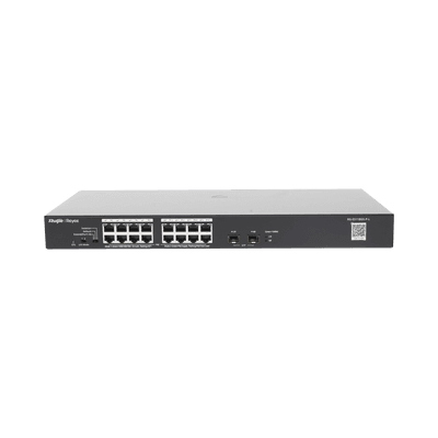 Switch PoE+ No Administrable, Hasta 247 Watts, con 16 Puertos Gigabit PoE+ y 2 Uplinks SFP 1G, Visible en la Topología