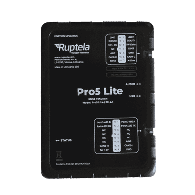 Tracker GPS Pro5 Lite / LTE CAT1 bis (4G), GSM (2G) / Lectura de Datos CAN / Monitoreo de Audio, Temperatura y Combustible / Pequeño con Nano SIM / Conectividad BLE / Protección Avanzada