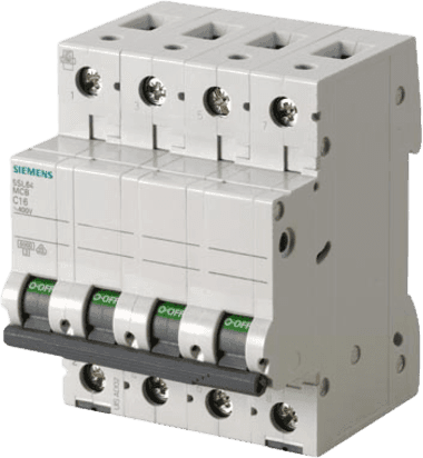 Interruptor Riel Dinn Tipo 5SL6, 4 polos, 16 amp