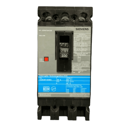 Interruptor Termomagnético ED6 600V 3X100A, Sin zapatas principales.