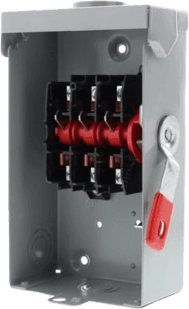 Interruptor de Seguridad GNF322RA, 240Vca, 3 polos, 60 Amp, sin portafusibles, Nema 3R.
