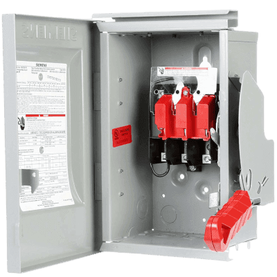 Interruptor de Seguridad HNF363R, 600Vca, 3 polos, 100 Amp, sin portafusibles, Nema 3R.