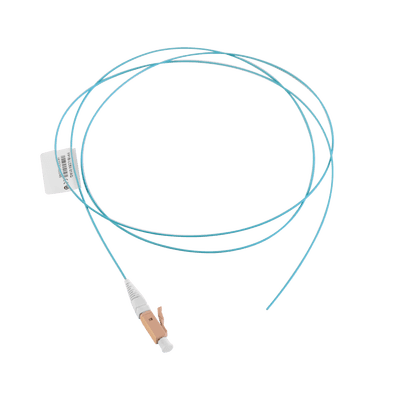 Pigtail de Fibra Óptica LC Simplex, Multimodo OM4 XGLO 50/125, OFNR, Color Aqua, 1 Metro (3.28 Pies)