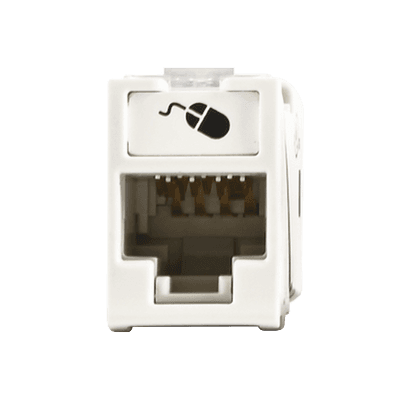Jack Ultramax Cat5e, UTP, Montaje Híbrido en Placa de Pared (Plano y Angulado), Color Blanco, Punch Down