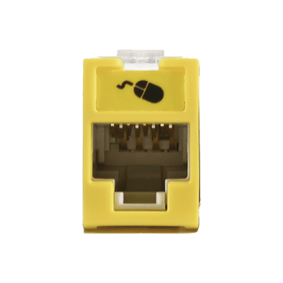 Jack Ultramax Cat6a, Utp, Montaje Híbrido en Placa de Pared (Plano y Angulado), Color Amarillo, Punch Down
