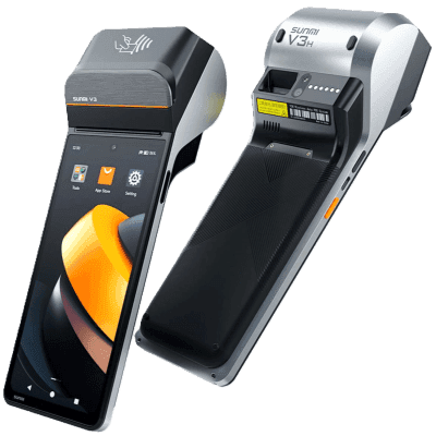 Terminal Móvil Inteligente SUNMI V3 / Pantalla HD+ 6.75" / Procesador Qualcomm Hexa-Core / Impresora Térmica 58 mm / NFC SoftPOS / 3GB RAM + 32GB Almacenamiento / Android 13 / 4G LTE / Wi-Fi Dual Band /