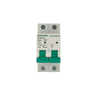 Protección Térmica/ Interruptor 2P, 20 A,  Corriente Alterna 400Vca para Aplicación Fotovoltaica Montaje Riel DIN