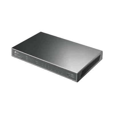 Switch Omada / 8 Puertos Gigabit  / 4 Puertos PoE+ 802.3at/af / Presupuesto PoE 62 W / 30 W por Puerto / Gestión Cloud Omada / L3 Static Routing / Sin Ventilador / Metal